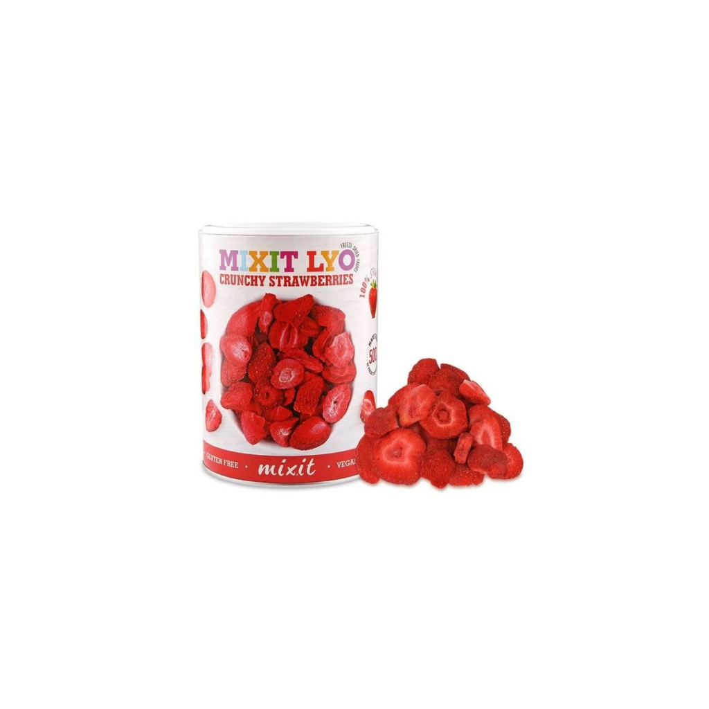 CHRUPIĄCE OWOCE – TRUSKAWKA LIOFILIZOWA TUBA 100% NATURALNA BEZ GLUTENU 50 g – MIXIT