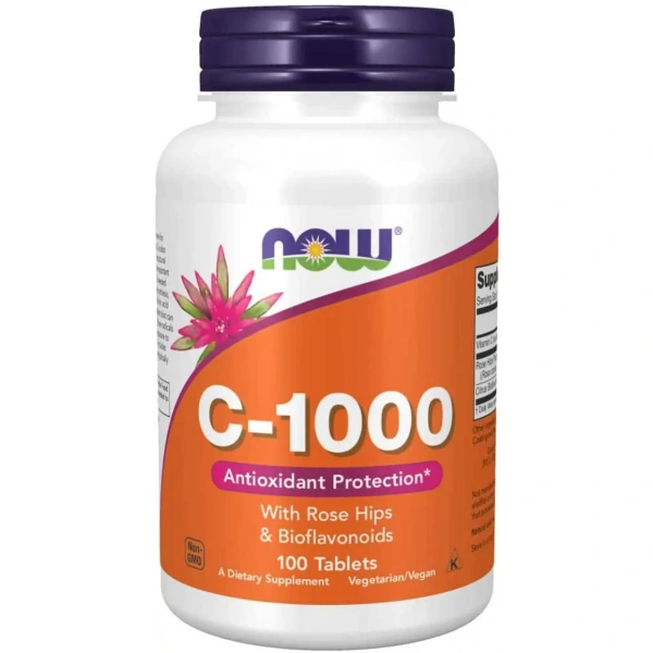 NOW FOODS Vitamin C-1000 with Rose Hips & Bioflavonoids 100 Tabletek