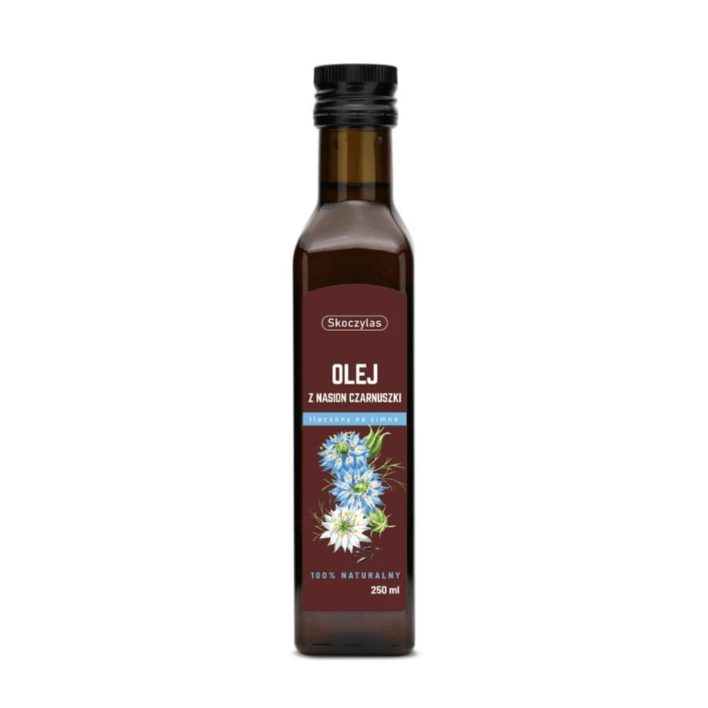Olej z Nasion Czarnuszki Nierafinowany Tłoczony na Zimno 100% Naturalny 250 ml Skoczylas
