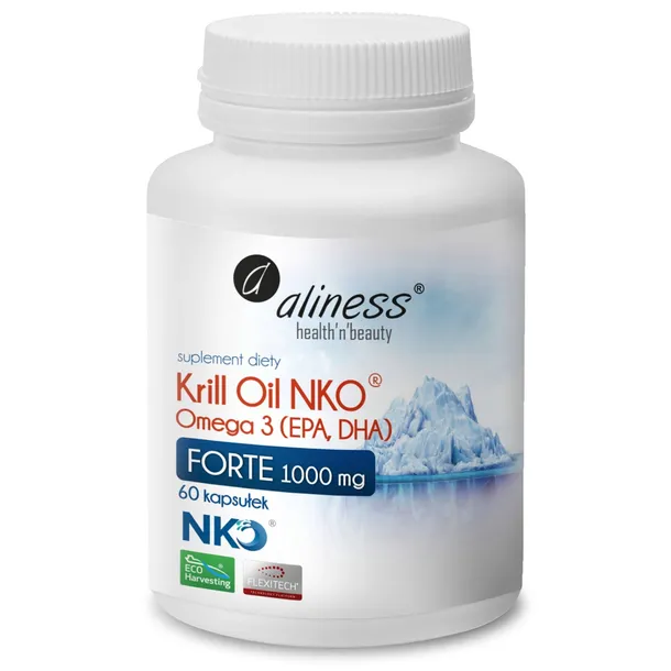 Krill Oil NKO Omega 3 1000 mg Forte z Astaksantyną x 60 kaps. Aliness