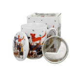 Zestaw kubek zaparzacz do herbaty psy na spacerze 400 ml DUO