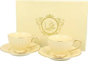 Filiżanki do espresso 120 ml 2 szt. Nina Ecru porcelana zestaw elegancki