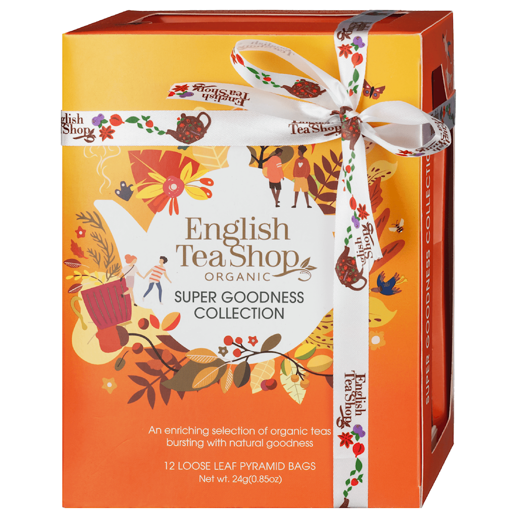 KOLEKCJA HERBATEK OWOCOWO – ZIOŁOWYCH BIO PIRAMIDKI (SUPER GOODNESS – 6 SMAKÓW) (12 x 2 g) 24 g – ENGLISH TEA SHOP ORGANIC