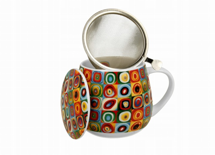 Kubek baryłka z zaparzaczem SQUARES WITH CIRCLES inspired by W. Kandinsky 400 ml DUO