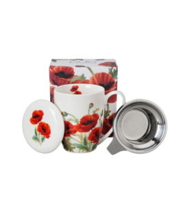 Kubek z zaparzaczem Classic Poppies porcelana Bone China 380 ml DUO