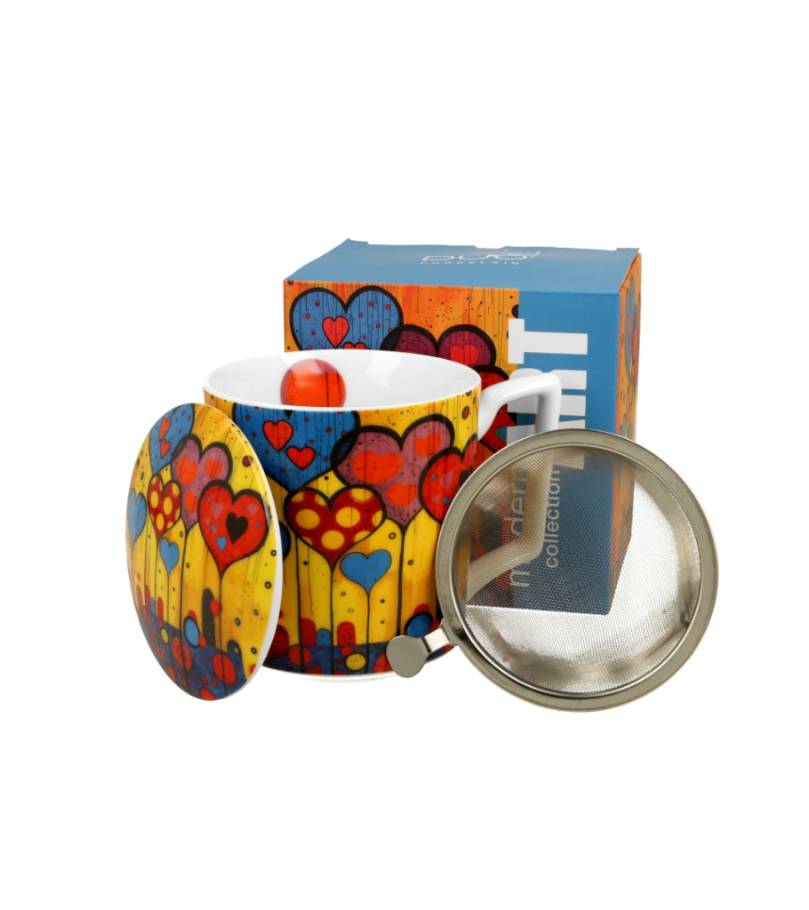 Kubek z zaparzaczem MODERN – HEARTS 450ml DUO