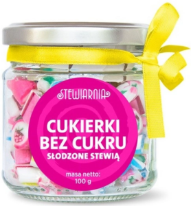 Cukierki owocowe słodzone stewią BEZ DODATKU CUKRU słoik 100 g Stewiarnia