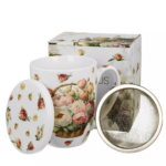 Kubek z zaparzaczem porcelanowy PIWONIE KOSZYK 350 ml DUO
